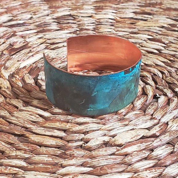 Copper Cuff Bracelet with Turquoise Patina - Picture 3 of 4